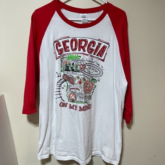 Gildan Georgia Bulldogs Top White with design XL NWOT - Picture 1 of 9